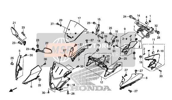 Honda CBR650FA 2016 Cubierta superior para un 2016 Honda CBR650FA