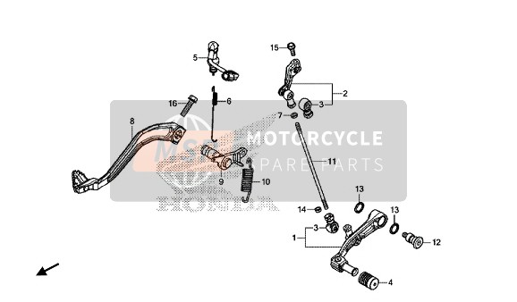 Honda CRF1000 2016 Pedaal voor een 2016 Honda CRF1000