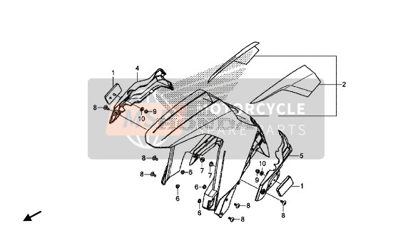 Honda CRF1000A 2016 Guardabarros delantero para un 2016 Honda CRF1000A