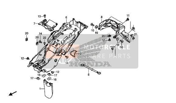 Honda CRF1000A 2016 Achterspatbord voor een 2016 Honda CRF1000A