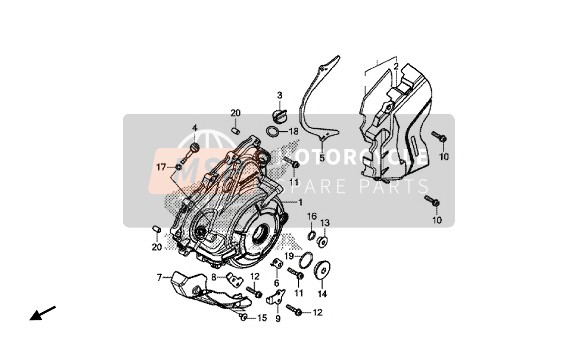 Honda CRF1000D 2016 Tapa del cárter izquierdo para un 2016 Honda CRF1000D