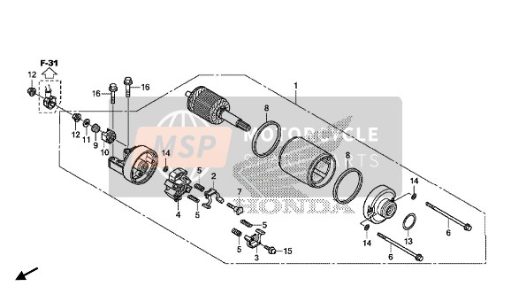 Honda CRF1000D 2016 Startmotor voor een 2016 Honda CRF1000D