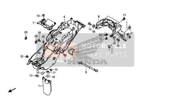 Honda CRF1000D 2016 Achterspatbord voor een 2016 Honda CRF1000D