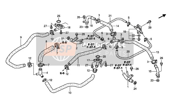 Honda GL1800 2016 Tubería de agua para un 2016 Honda GL1800