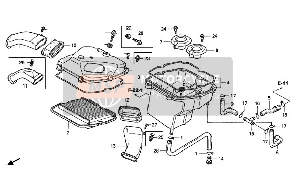 Honda GL1800 2016 Luchtfilter voor een 2016 Honda GL1800