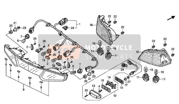 Honda GL1800 2016 KOMBINATIONSLICHT HINTEN für ein 2016 Honda GL1800