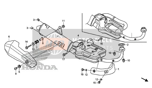 Honda MSX125 2016 Uitlaatdemper voor een 2016 Honda MSX125