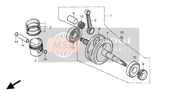 Honda CG125 1998 CRANKSHAFT & PISTON for a 1998 Honda CG125