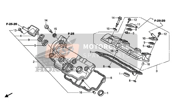 Honda VFR1200XDL 2016 Le couvre-culasse pour un 2016 Honda VFR1200XDL