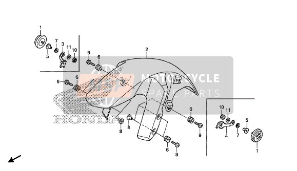 Honda VFR1200XL 2016 Voorspatbord voor een 2016 Honda VFR1200XL