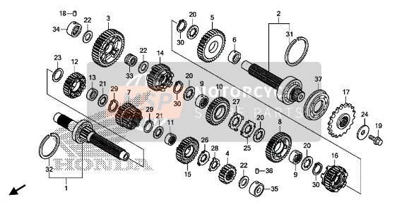 23441MGCJB0, Gear, Countershaft Second (33T), Honda, 0