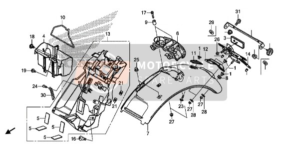 80100MGCJB0, Spatbord Compl. A, A., Honda, 0