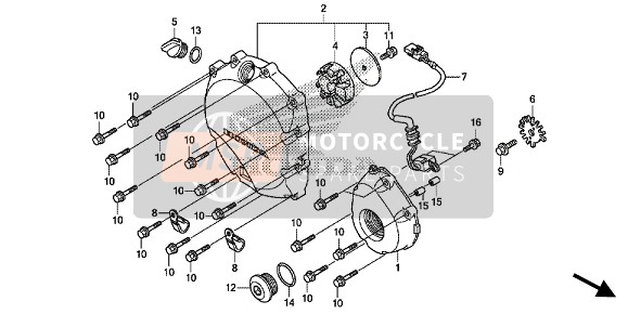 Honda CB1100RSNA 2017 Rechter carterdeksel voor een 2017 Honda CB1100RSNA