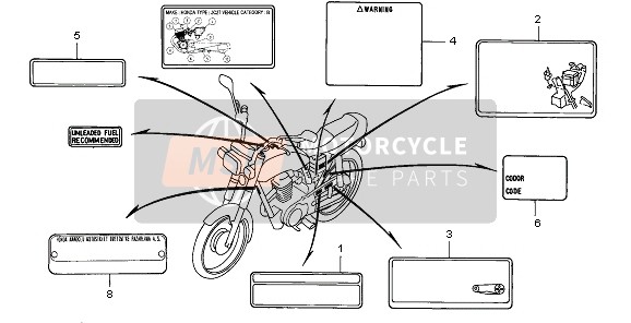 Honda CG125 1998 CAUTION LABEL for a 1998 Honda CG125