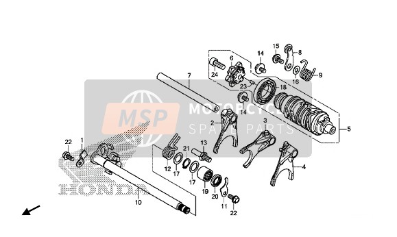 24310MKGA00, Schakeltrommel Compl., Honda, 0