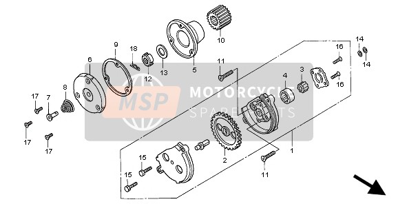 Honda CLR125 1998 La pompe à huile pour un 1998 Honda CLR125