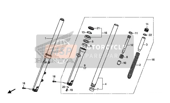 Honda CMX500 2017 Tenedor frontal para un 2017 Honda CMX500