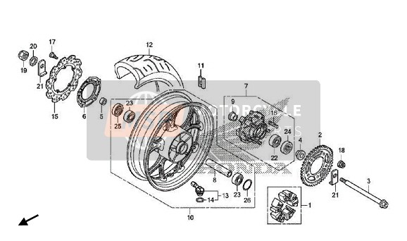 Honda NC750SD 2017 Roue arrière pour un 2017 Honda NC750SD