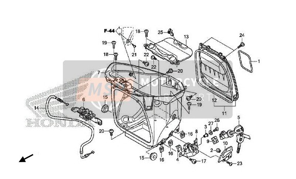 Honda NC750SD 2017 Bagage Koffer voor een 2017 Honda NC750SD