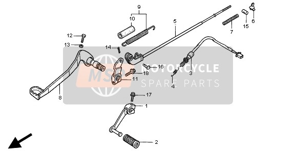 Honda CLR125 1998 Pédale pour un 1998 Honda CLR125