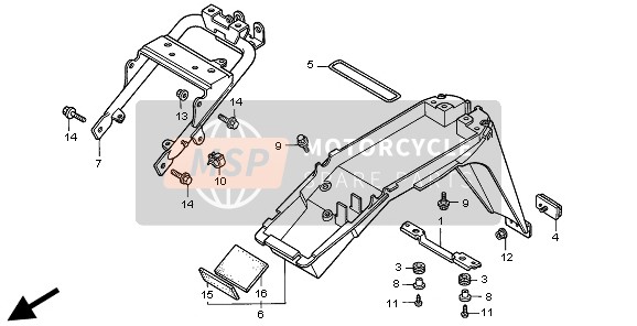 Honda CLR125 1998 Guardabarros trasero para un 1998 Honda CLR125