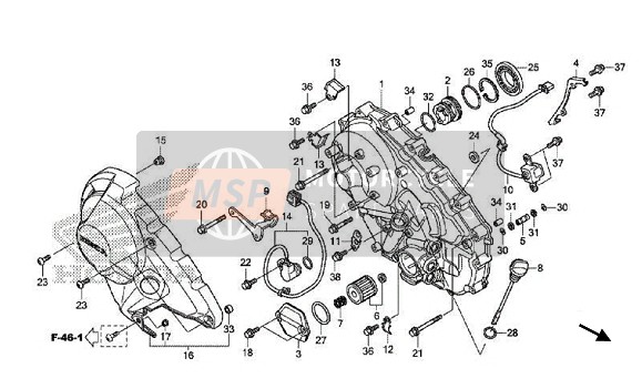 Honda NC750XD 2017 Tapa del cárter derecho para un 2017 Honda NC750XD