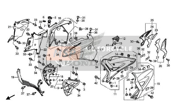 64200MGH640, Cover Comp., R. Knee, Honda, 1