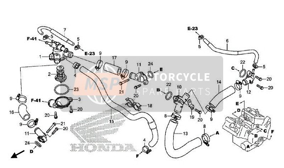 Honda VFR800X 2017 Tubería de agua para un 2017 Honda VFR800X