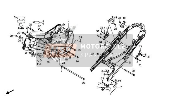 Honda VFR800X 2017 Cuerpo del marco para un 2017 Honda VFR800X