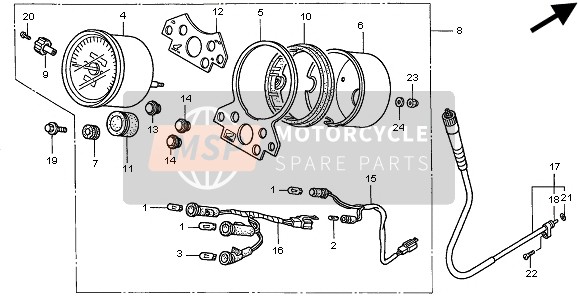 Honda CMX250C 1998 TACHOMETER (KMH) für ein 1998 Honda CMX250C