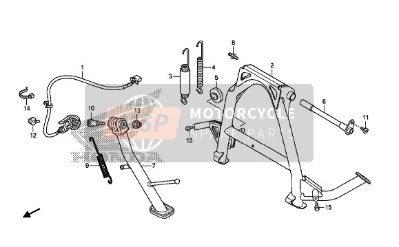 50530MKHD00, Barra Cavalletto Laterale, Honda, 0