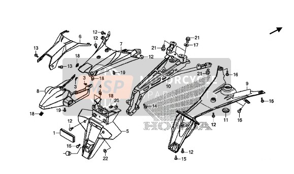 Honda ADV750 2018 Garde-boue arrière pour un 2018 Honda ADV750