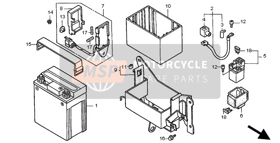 Honda CMX250C 1998 BATTERY for a 1998 Honda CMX250C