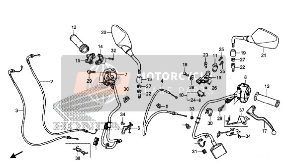 17910MJEDF1, Cable Comp. A, Throttle (HI-LEX), Honda, 0