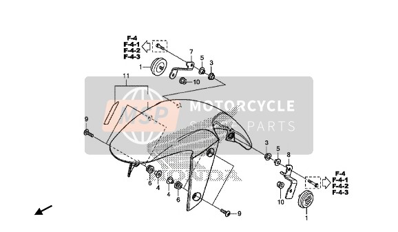 61110MJEDD0ZB, Spatbord Set, V. (Wl) *ty, Honda, 4