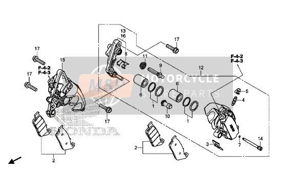 Honda CB650FA 2018 Étrier de frein avant (2) pour un 2018 Honda CB650FA