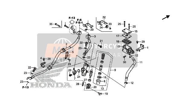 Honda CB650FA 2018 Maître-cylindre de frein arrière pour un 2018 Honda CB650FA