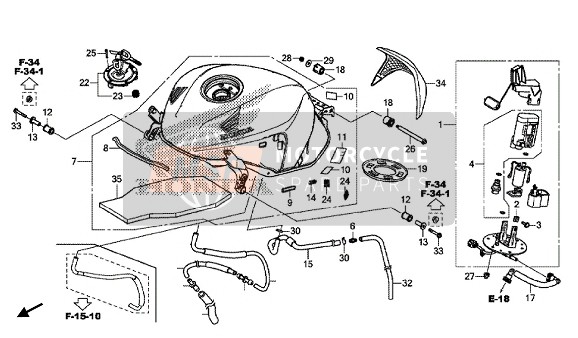 17543MJEDB0, Fastener F, Dual Lock, 20X20, Honda, 2