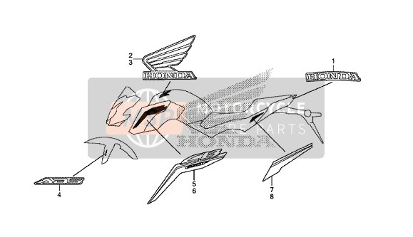 86831MJEDF0ZA, Stripe, R. Side Cover *TYPE2* (TYPE2 ), Honda, 0