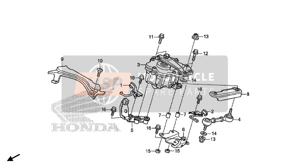 53708MFL010, Stay Comp., L. Steering Damper, Honda, 1