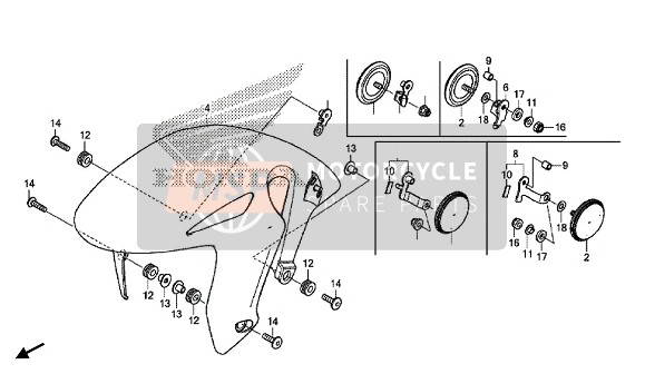 Honda CBR1000S2 2018 Guardabarros delantero para un 2018 Honda CBR1000S2