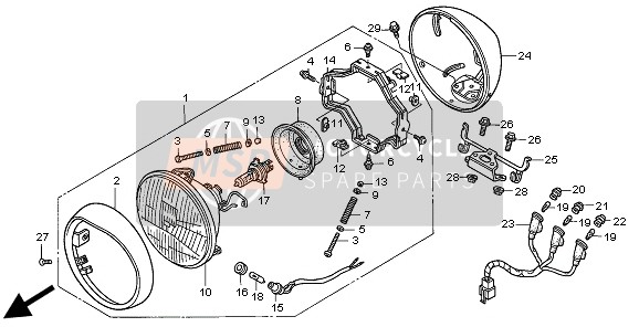 Honda GL1500C 1998 HEADLIGHT (UK) for a 1998 Honda GL1500C