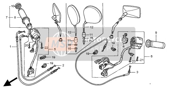 Honda GL1500C 1998 SWITCH & CABLE for a 1998 Honda GL1500C