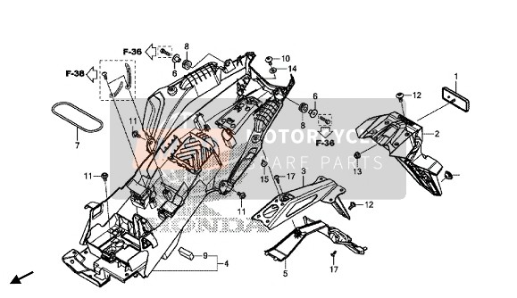 Honda CBR500RA 2018 Garde-boue arrière pour un 2018 Honda CBR500RA