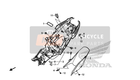 Honda CBR650FA 2018 Achterspatbord voor een 2018 Honda CBR650FA