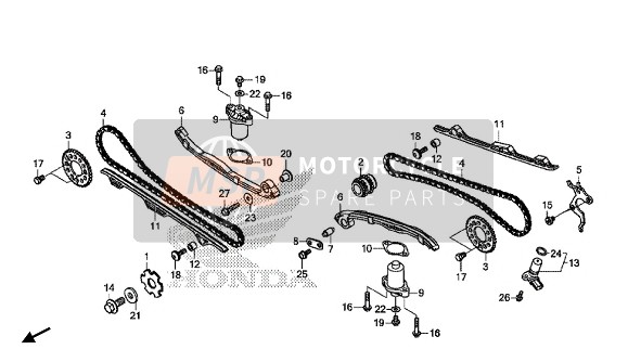 Honda GL1800 2018 CAM CHAIN & TENSIONER for a 2018 Honda GL1800