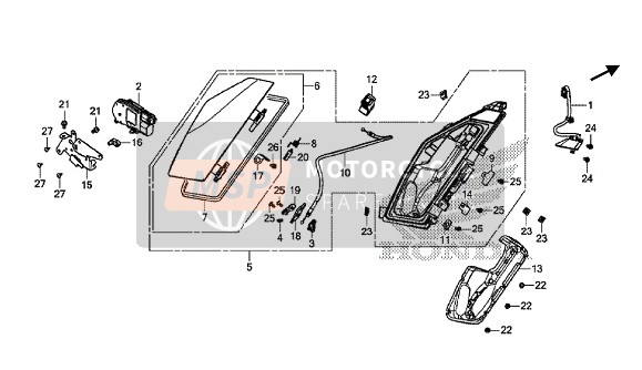 83132MCAS40, Cam A, Pocket Cover Lock, Honda, 1