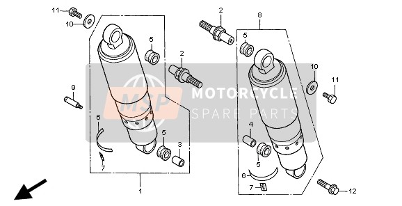 Honda GL1500C 1998 FEDERBEIN HINTEN für ein 1998 Honda GL1500C