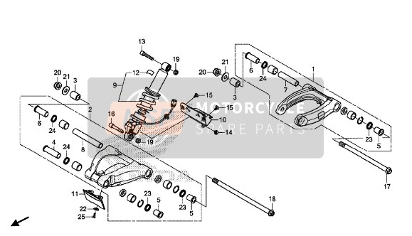 Honda GL1800DA 2018 Link Arm voor een 2018 Honda GL1800DA