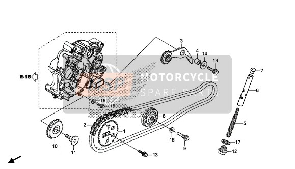 Honda MSX125A 2018 Catena a camme & Tenditore per un 2018 Honda MSX125A